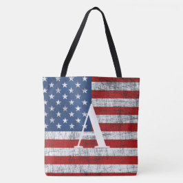 Bolsa Tote Bandeira Americana Incomodada 4 de julho Inicial