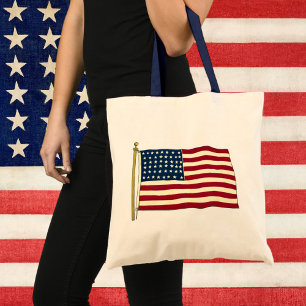Bolsa Tote Bandeira americana patriótica do vintage, quarto