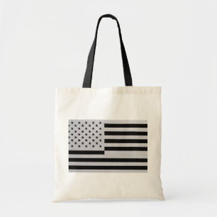 Bolsa Tote Bandeira Americana Preta e Prata em Metal Fosco Mo