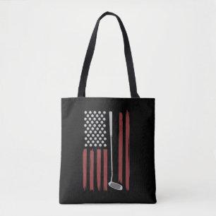 Bolsa Tote Bandeira Americana Retro Golfe Golfista Clube de G