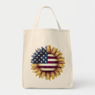 Bolsa Tote Bandeira Americana Sunflower