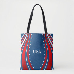 Bolsa Tote Bandeira americana vermelha branca azul