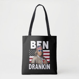 Bolsa Tote Bandeira Antiga Divertida de 4 de Julho Ben Bebend