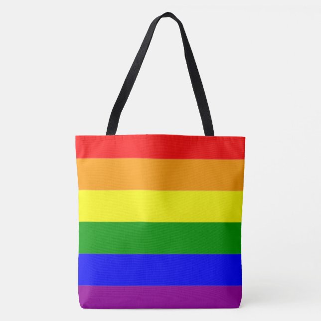 Bolsa Tote Bandeira Arco-íris Legal e Clássica (Frente)