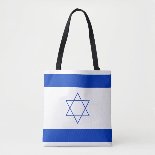 Bolsa Tote Bandeira Azul e Branca de Israel (Frente)