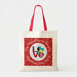 Bolsa Tote Bandeira Bahamiana Letras Vermelhas AMOR Branco no