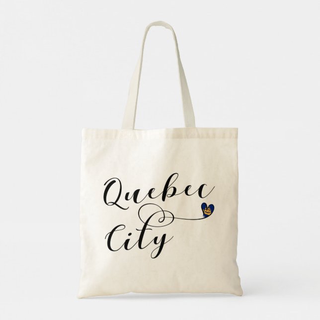 Bolsa Tote Bandeira Da Cidade Do Quebec No Coração (Verso)