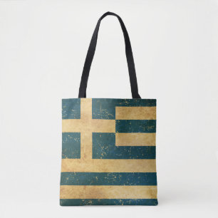 Bolsa Tote Bandeira da Grécia Vintage Grunge