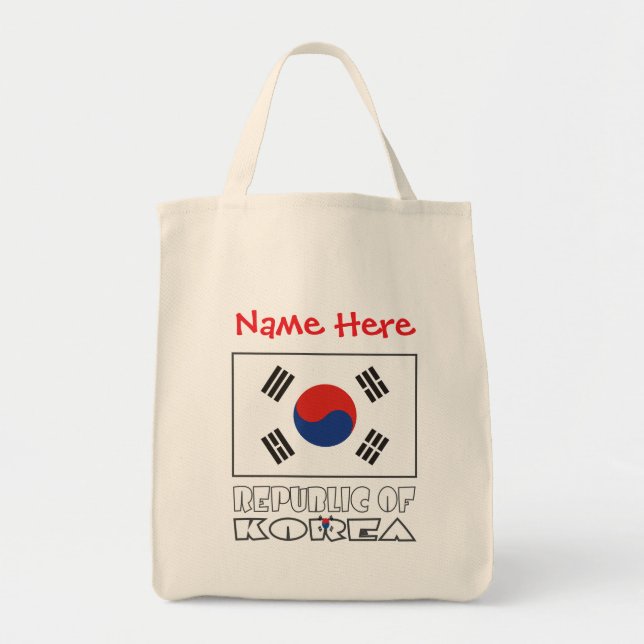 Bolsa Tote Bandeira da República da Coreia Personalizada (Frente)
