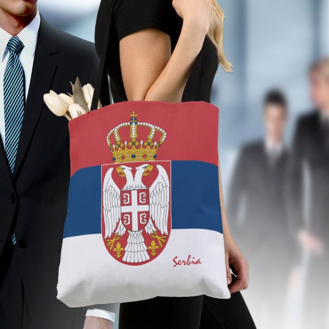 Bolsa Tote Bandeira da Sérvia e moda da Sérvia/fãs desportivo (Criador carregado)