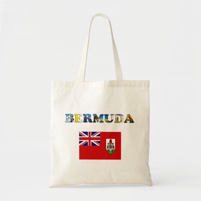 Bolsa Tote Bandeira das Bermudas e Foto Tropical de Praia (Frente)