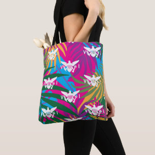 Bolsa Tote Bandeira das Ilhas Virgens dos EUA, Folhas Tropica