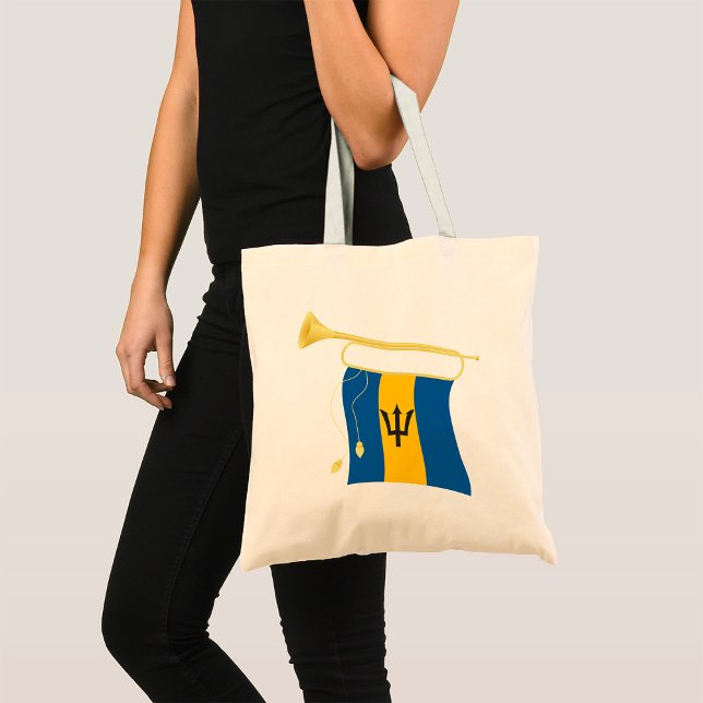 Bolsa Tote Bandeira de Barbados com Caribe Patriótico da Flor (Criador carregado)