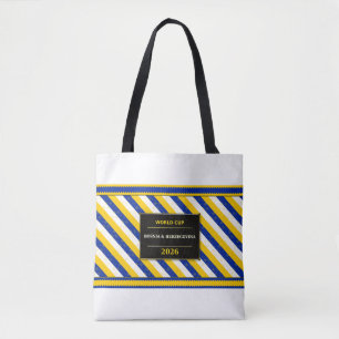 Bolsa Tote Bandeira de cores de listra diagonal de fã de fute