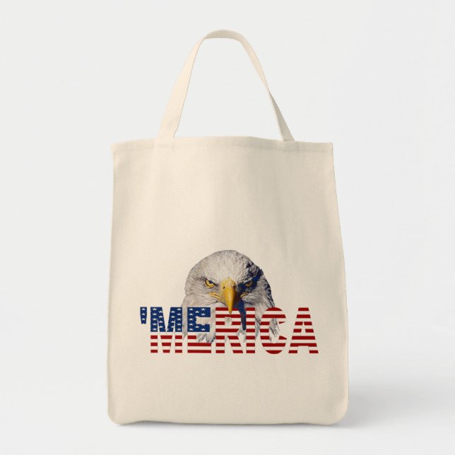 Bolsa Tote 'Bandeira de MERICA e sacola de Eagle (Frente)