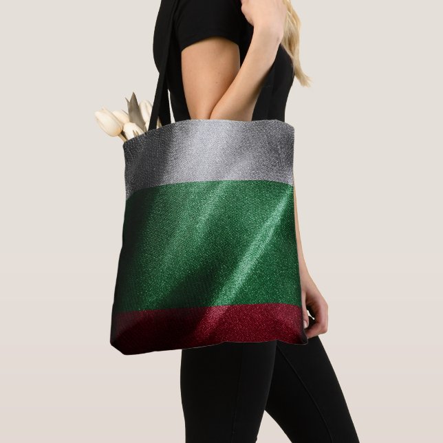Bolsa Tote Bandeira de seda da Bulgária (Close Up)