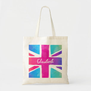 Bolsa Tote Bandeira de Union Jack em aguarelas brilhantes