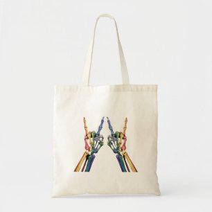 Bolsa Tote Bandeira do Arco-íris LGBTQ Mão de Rocha Esqueleto