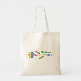 Bolsa Tote Bandeira do Arco-íris Rosa Orgulho Gay Nome Person