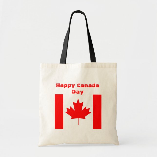 Bolsa Tote bandeira do Canadá, Feliz Dia do Canadá (Frente)