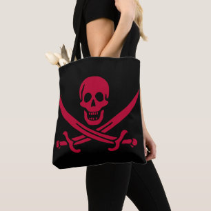Bolsa Tote Bandeira do Crânio e Espadas Pirata do Calico Jack