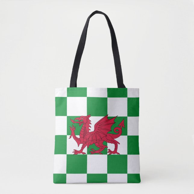 Bolsa Tote Bandeira do Dragão Céltico Vermelho Místico do Paí (Frente)