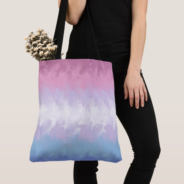 Bolsa Tote Bandeira do Orgulho Boho Pastel Fluffy Abstrato Bi (Close Up)