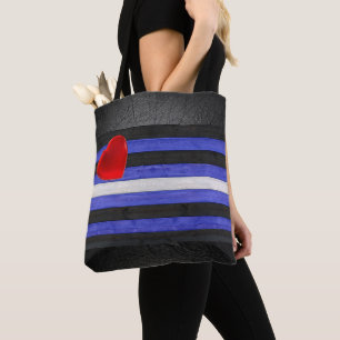 Bolsa Tote bandeira do orgulho de couro SlipperyJoe's preta a