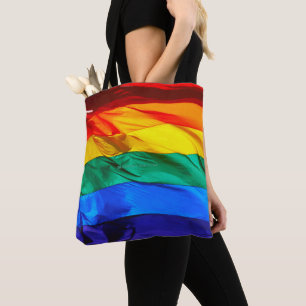 Bolsa Tote Bandeira do orgulho gay SlipperyJoe's ondulando ve