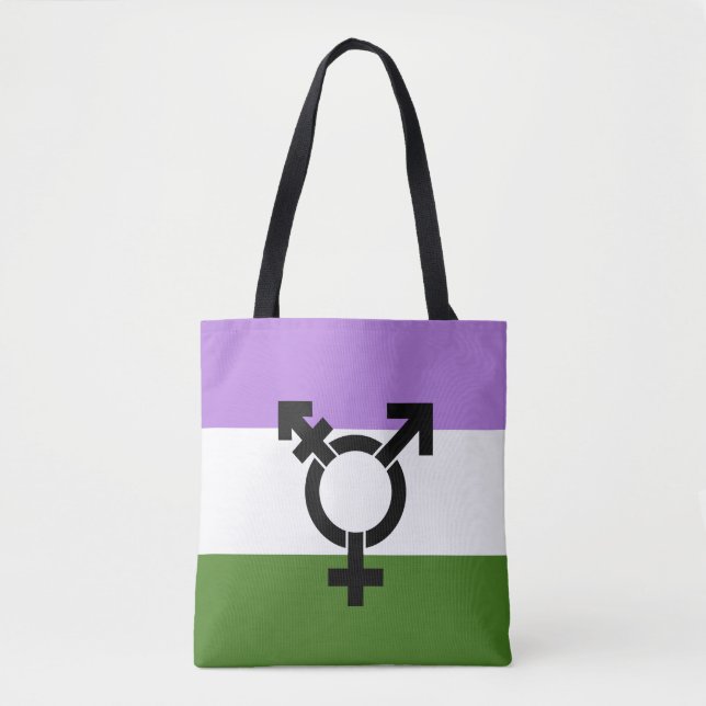 Bolsa Tote Bandeira do Orgulho Genderqueer (Frente)