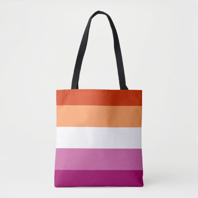 Bolsa Tote Bandeira do Orgulho Lésbico (5 Listras) (Frente)