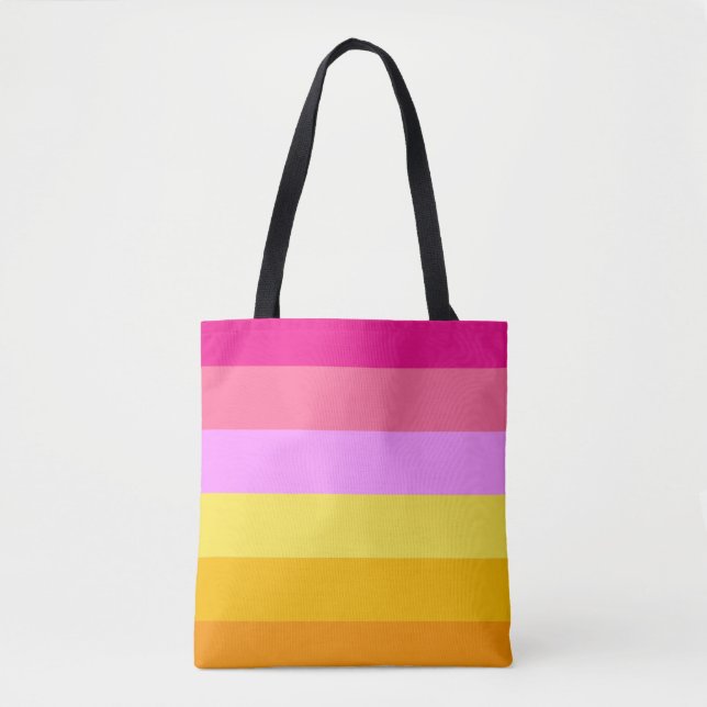Bolsa Tote Bandeira do Orgulho Lésbico (Amanhecer) (Frente)
