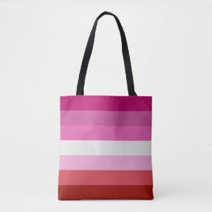 Bolsa Tote Bandeira do Orgulho Lésbico Rosa, Branco, Bandeira