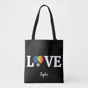 Bolsa Tote Bandeira do Orgulho LGBTQ Amor Arco-íris Minimalis