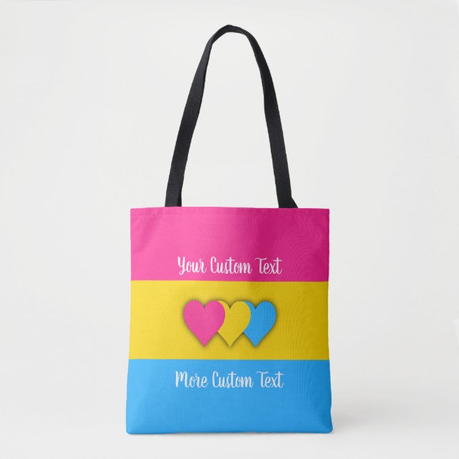 Bolsa Tote Bandeira do orgulho pansexual com texto (Frente)