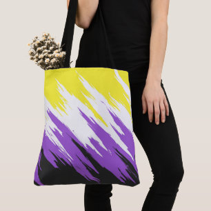 Bolsa Tote Bandeira do Orgulho ZigZag Funky Grungy Abstrato N