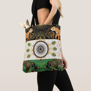 Bolsa Tote Bandeira do Patrimônio Art Déco Nome Personaliza