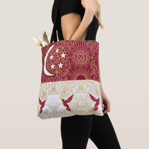 Bolsa Tote Bandeira do Patrimônio Art Déco Nome Personaliza