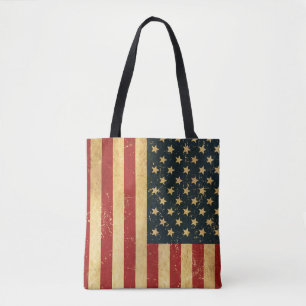 Bolsa Tote Bandeira do USA Vintage Grunge