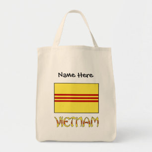 Bolsa Tote Bandeira do Vietnã e do Sul do Vietnã com seu no