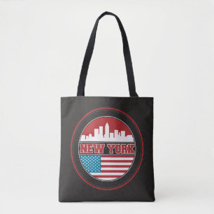 Bolsa Tote Bandeira dos Estados Unidos da skyline de New