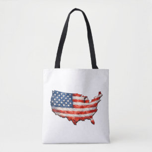 Bolsa Tote Bandeira dos EUA Mapa - Eu Amo Meu País Patriótico