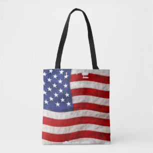 Bolsa Tote Bandeira dos EUA Patriótica Grunge Desgastada