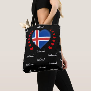 Bolsa Tote Bandeira e Coração Islandesa Moda / Esporte