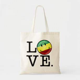 Bolsa Tote Bandeira feliz de Rasta do amor de Rastafarian