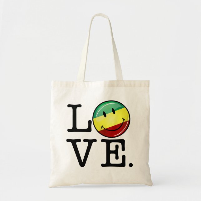 Bolsa Tote Bandeira feliz de Rasta do amor de Rastafarian (Frente)