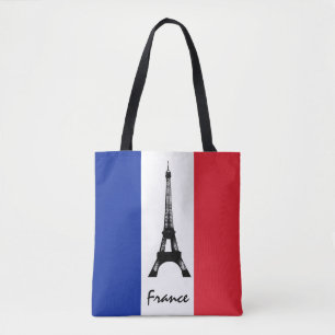 Bolsa Tote Bandeira francesa & Eiffel Tower - França / fãs 