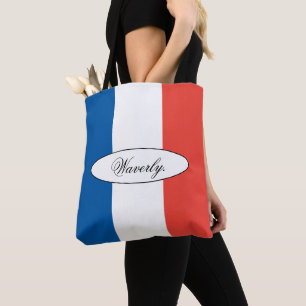 Bolsa Tote Bandeira Francesa Personalizada Moderna Nome Ombro
