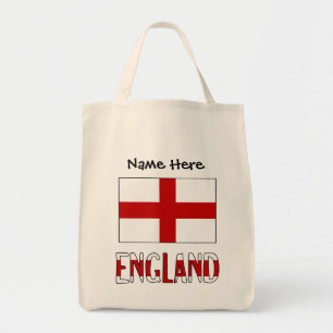 Bolsa Tote Bandeira inglesa da Inglaterra Preta Personalizaçã