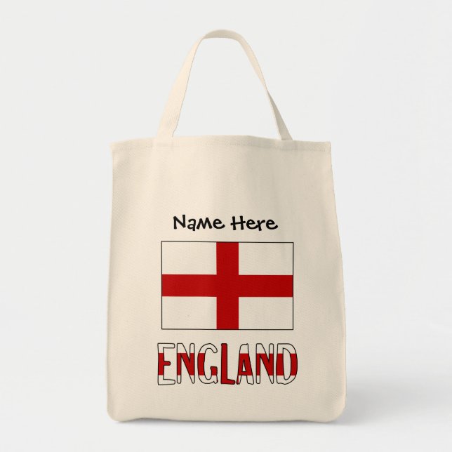 Bolsa Tote Bandeira inglesa da Inglaterra Preta Personalizaçã (Frente)